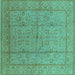 Square Oriental Turquoise Industrial Rug, urb656turq