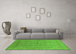 Machine Washable Oriental Green Industrial Area Rugs in a Living Room,, wshurb656grn