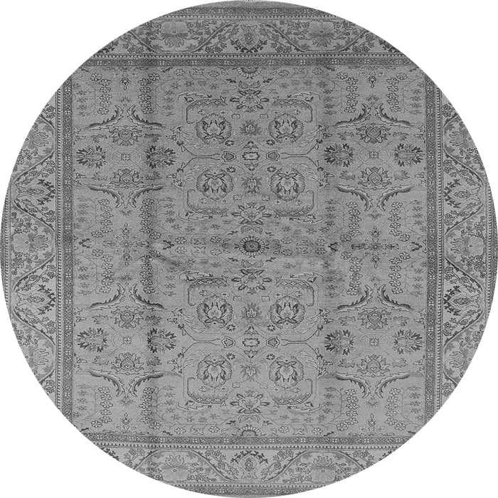 Round Machine Washable Oriental Gray Industrial Rug, wshurb656gry