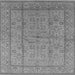 Square Machine Washable Oriental Gray Industrial Rug, wshurb656gry