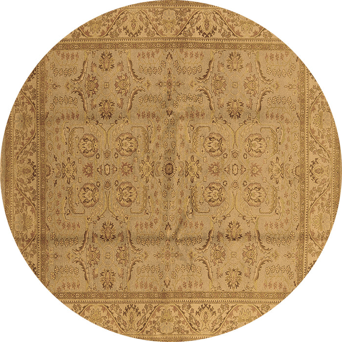 Round Machine Washable Oriental Brown Industrial Rug, wshurb656brn