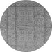 Round Oriental Gray Industrial Rug, urb656gry