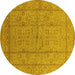 Round Oriental Yellow Industrial Rug, urb656yw