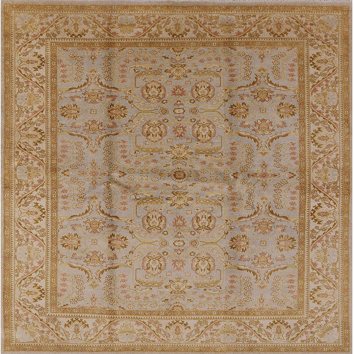 Square Mid-Century Modern Camel Brown Oriental Rug, urb656