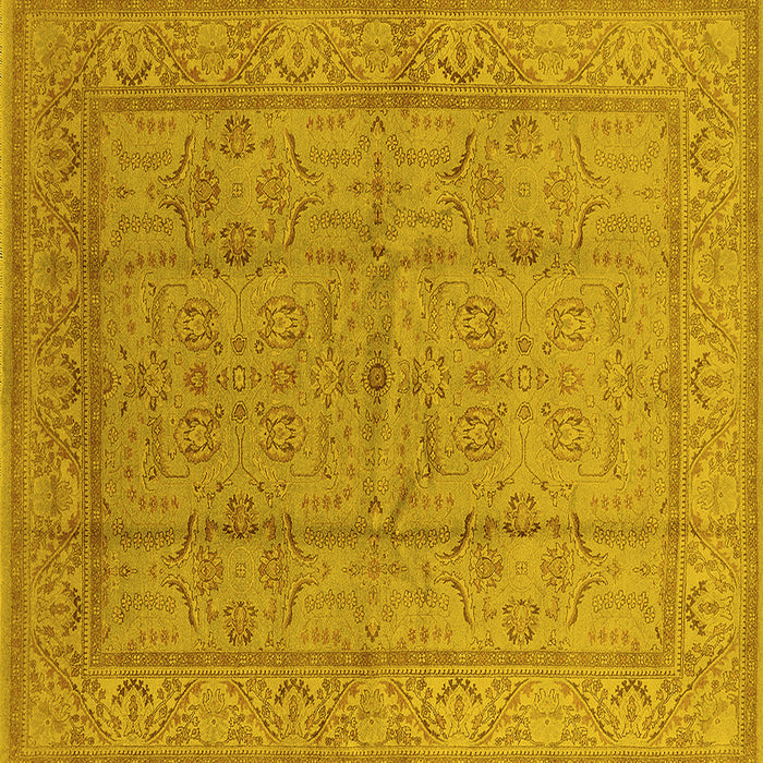 Square Machine Washable Oriental Yellow Industrial Rug, wshurb656yw