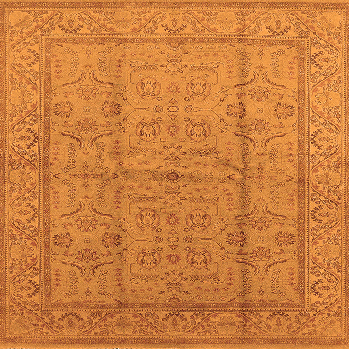 Square Machine Washable Oriental Orange Industrial Area Rugs, wshurb656org