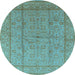 Round Oriental Light Blue Industrial Rug, urb656lblu