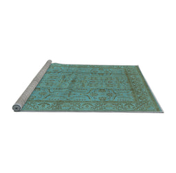 Sideview of Machine Washable Oriental Light Blue Industrial Rug, wshurb656lblu