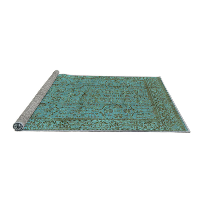 Sideview of Machine Washable Oriental Light Blue Industrial Rug, wshurb656lblu