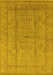 Machine Washable Oriental Yellow Industrial Rug, wshurb656yw