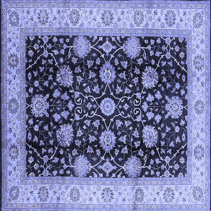 Square Machine Washable Oriental Blue Industrial Rug, wshurb657blu