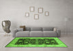 Machine Washable Oriental Green Industrial Area Rugs in a Living Room,, wshurb657grn