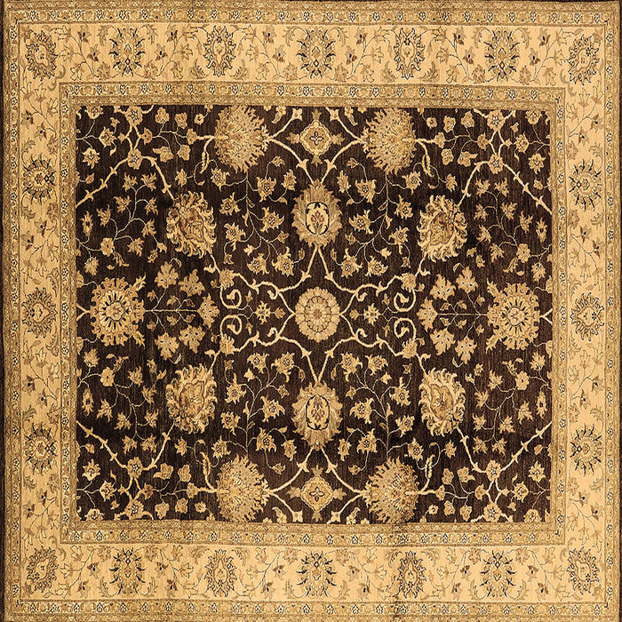 Square Machine Washable Oriental Brown Industrial Rug, wshurb657brn