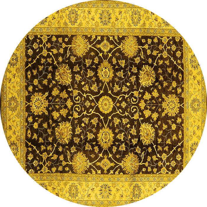 Round Oriental Yellow Industrial Rug, urb657yw