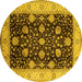 Round Oriental Yellow Industrial Rug, urb657yw