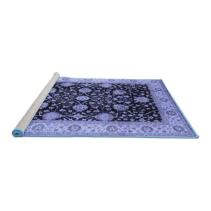 Sideview of Machine Washable Oriental Blue Industrial Rug, wshurb657blu