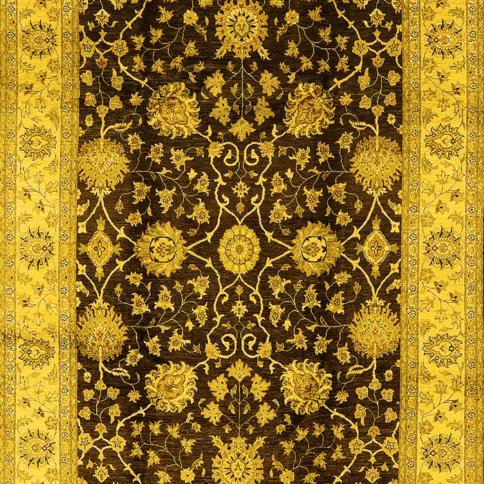 Machine Washable Oriental Yellow Industrial Rug, wshurb657yw