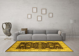 Machine Washable Oriental Yellow Industrial Rug in a Living Room, wshurb657yw
