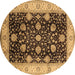 Round Oriental Brown Industrial Rug, urb657brn