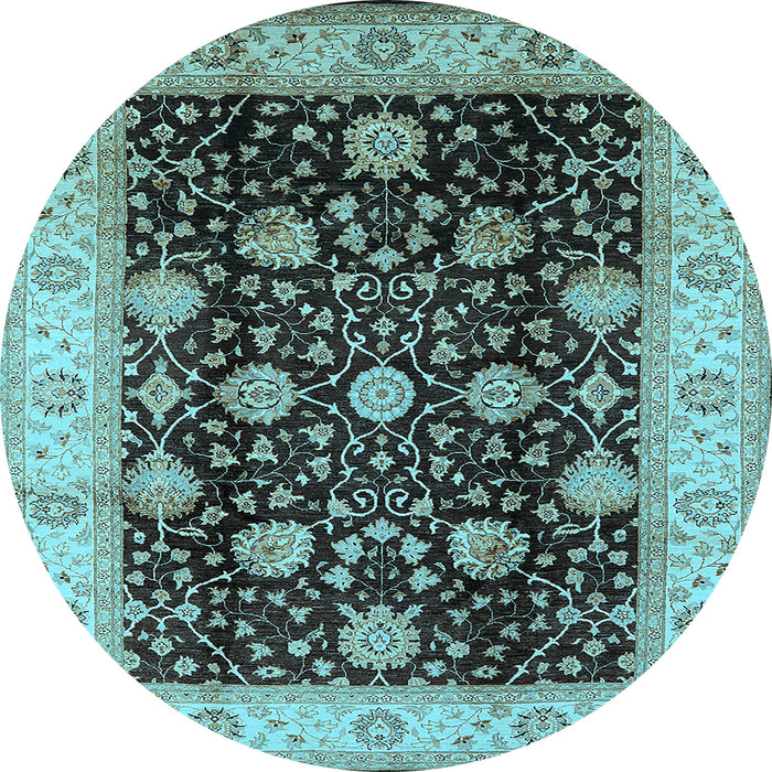 Round Oriental Light Blue Industrial Rug, urb657lblu