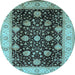 Round Oriental Light Blue Industrial Rug, urb657lblu