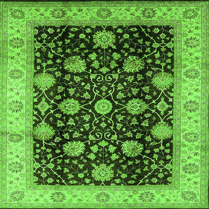 Square Oriental Green Industrial Rug, urb657grn
