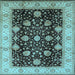 Square Machine Washable Oriental Light Blue Industrial Rug, wshurb657lblu