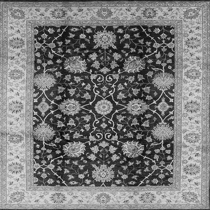 Square Machine Washable Oriental Gray Industrial Rug, wshurb657gry