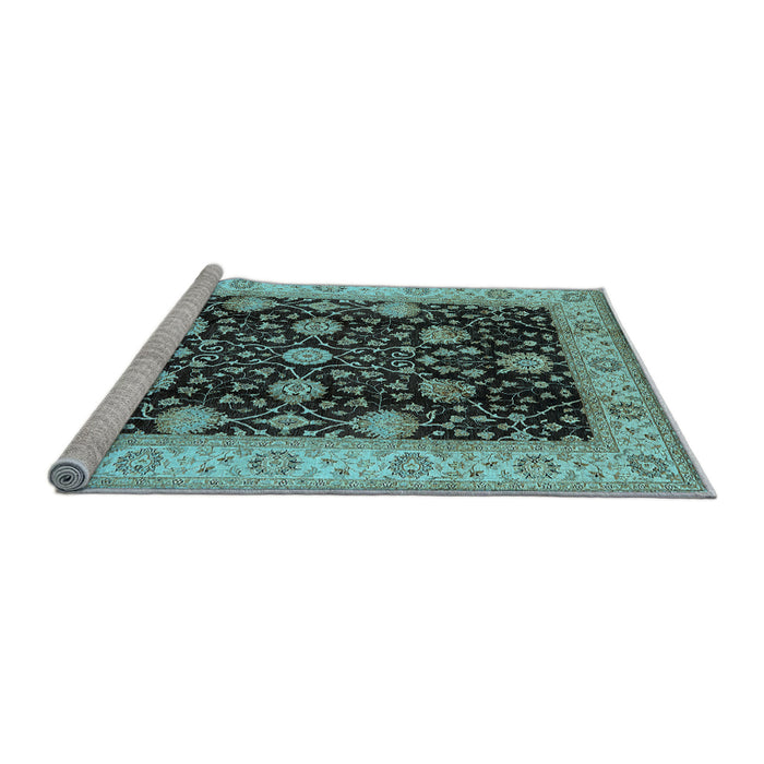 Sideview of Machine Washable Oriental Light Blue Industrial Rug, wshurb657lblu