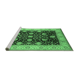Sideview of Machine Washable Oriental Emerald Green Industrial Area Rugs, wshurb657emgrn