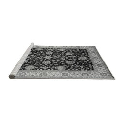 Sideview of Machine Washable Oriental Gray Industrial Rug, wshurb657gry