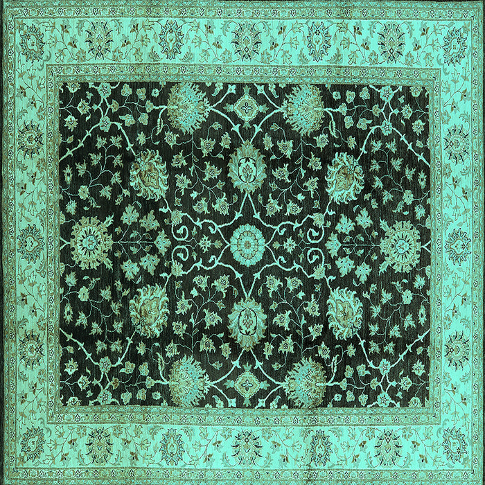 Square Oriental Turquoise Industrial Rug, urb657turq