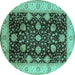 Round Oriental Turquoise Industrial Rug, urb657turq