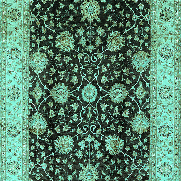 Machine Washable Oriental Turquoise Industrial Area Rugs, wshurb657turq