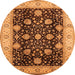 Round Oriental Orange Industrial Rug, urb657org