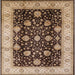 Square Mid-Century Modern Red Brown Oriental Rug, urb657