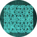 Round Oriental Turquoise Industrial Rug, urb658turq