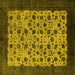 Square Machine Washable Oriental Yellow Industrial Rug, wshurb658yw