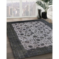 Mid-Century Modern Gunmetal Gray Oriental Rug, urb658