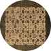 Round Machine Washable Oriental Brown Industrial Rug, wshurb658brn