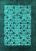 Machine Washable Oriental Turquoise Industrial Area Rugs, wshurb658turq
