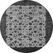 Round Machine Washable Oriental Gray Industrial Rug, wshurb658gry