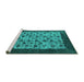 Sideview of Machine Washable Oriental Turquoise Industrial Area Rugs, wshurb658turq