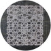 Round Machine Washable Industrial Modern Gunmetal Gray Rug, wshurb658