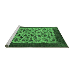 Sideview of Machine Washable Oriental Emerald Green Industrial Area Rugs, wshurb658emgrn