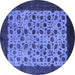 Round Machine Washable Oriental Blue Industrial Rug, wshurb658blu