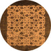 Round Machine Washable Oriental Orange Industrial Area Rugs, wshurb658org