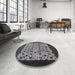 Round Machine Washable Industrial Modern Gunmetal Gray Rug in a Office, wshurb658