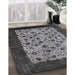 Mid-Century Modern Gunmetal Gray Oriental Rug in Family Room, urb658