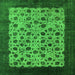 Square Machine Washable Oriental Green Industrial Area Rugs, wshurb658grn